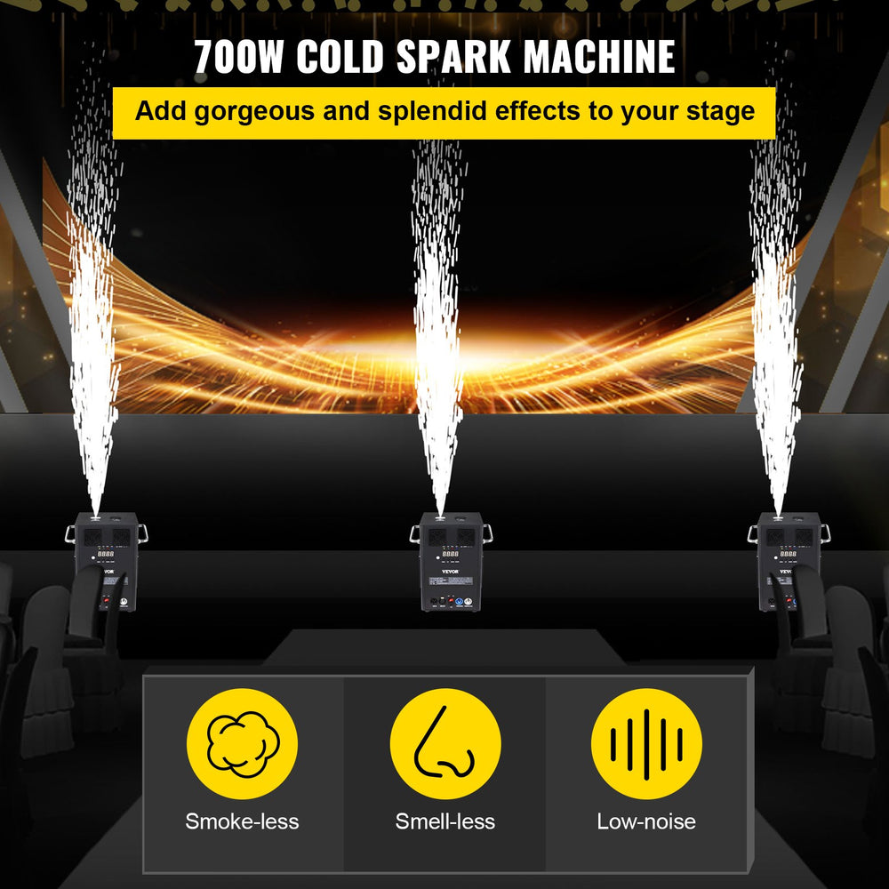 Vevor Cold Spark Machine 700W Stage Effect with Wireless Remote DMX Control Adjustable Spark Height New