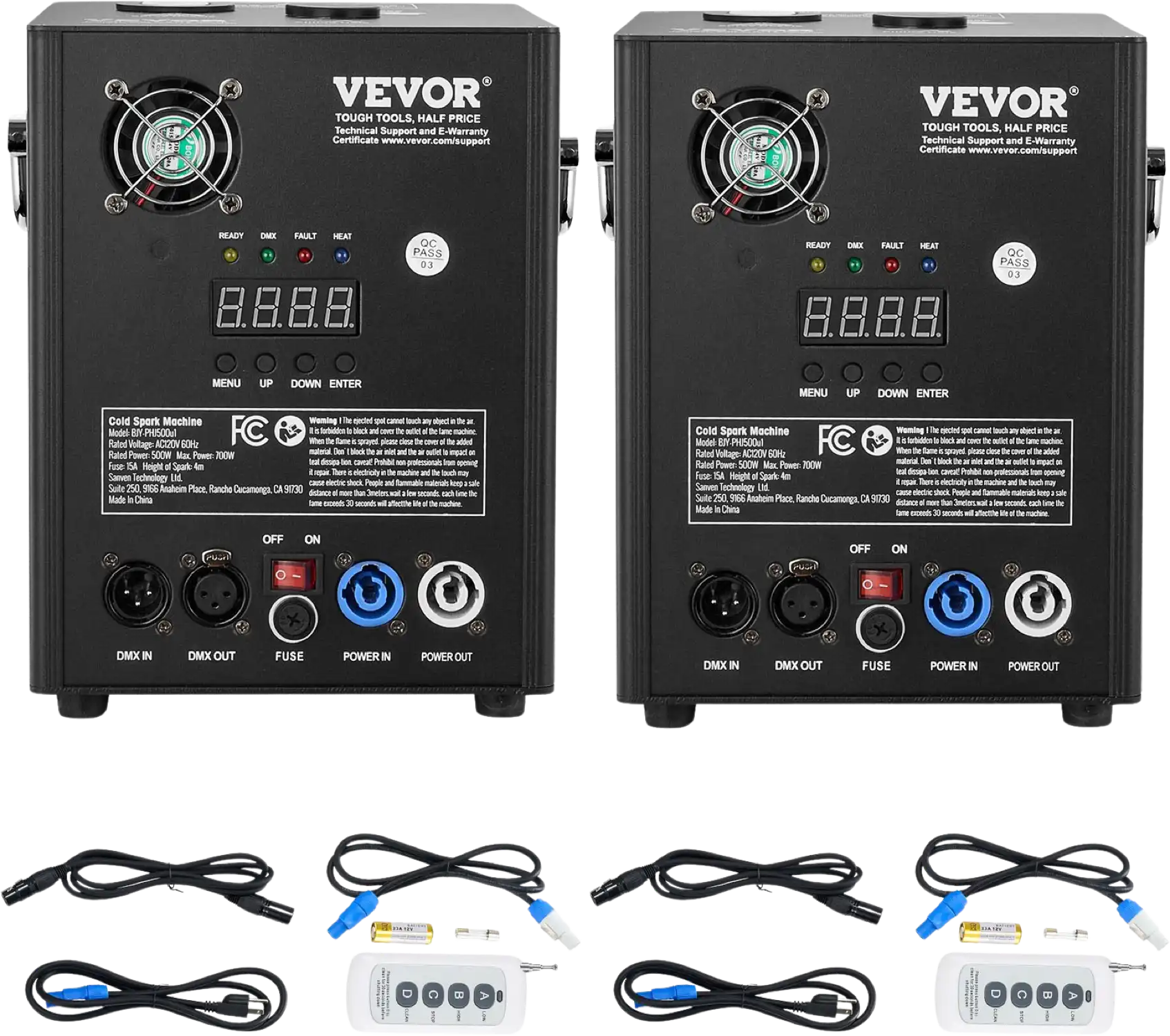 Vevor Cold Spark Machine 500W 6.5' to 13' Special Effects Fireworks for Events 2 Units New
