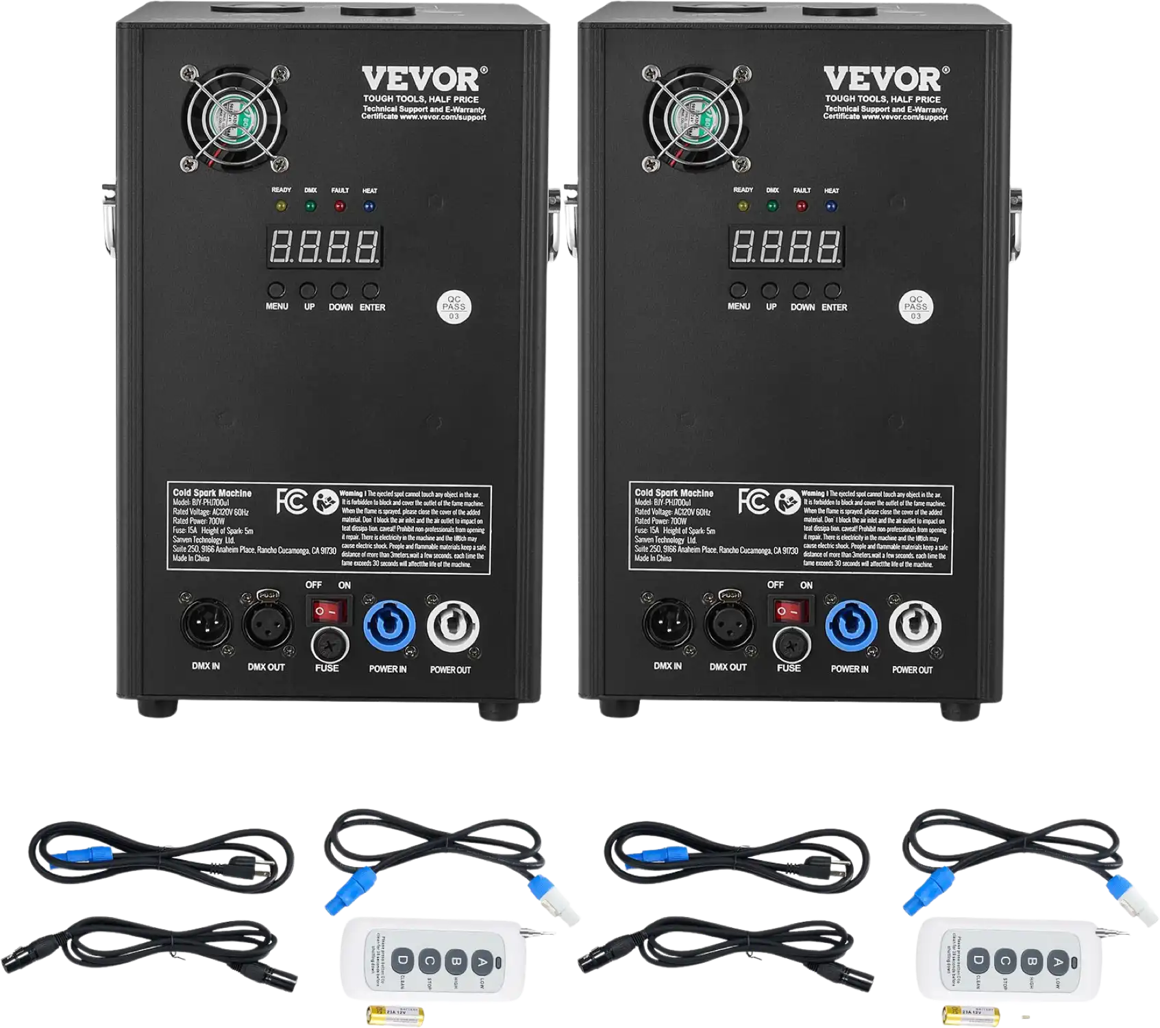 Vevor Cold Spark Machine 700W 6.5' to 16.4' Special Effects Fireworks for Events 2 Units New