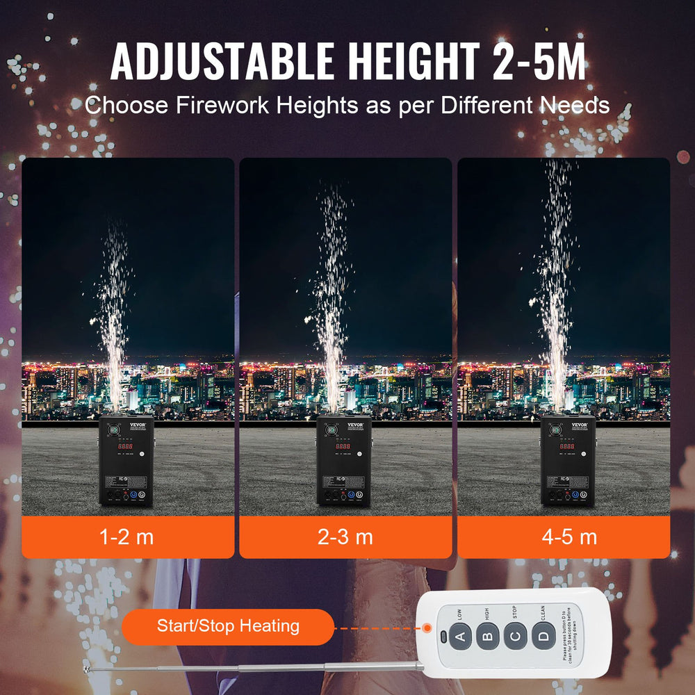 Vevor Cold Spark Machine 700W 6.5' to 16.4' Special Effects Fireworks for Events 2 Units New