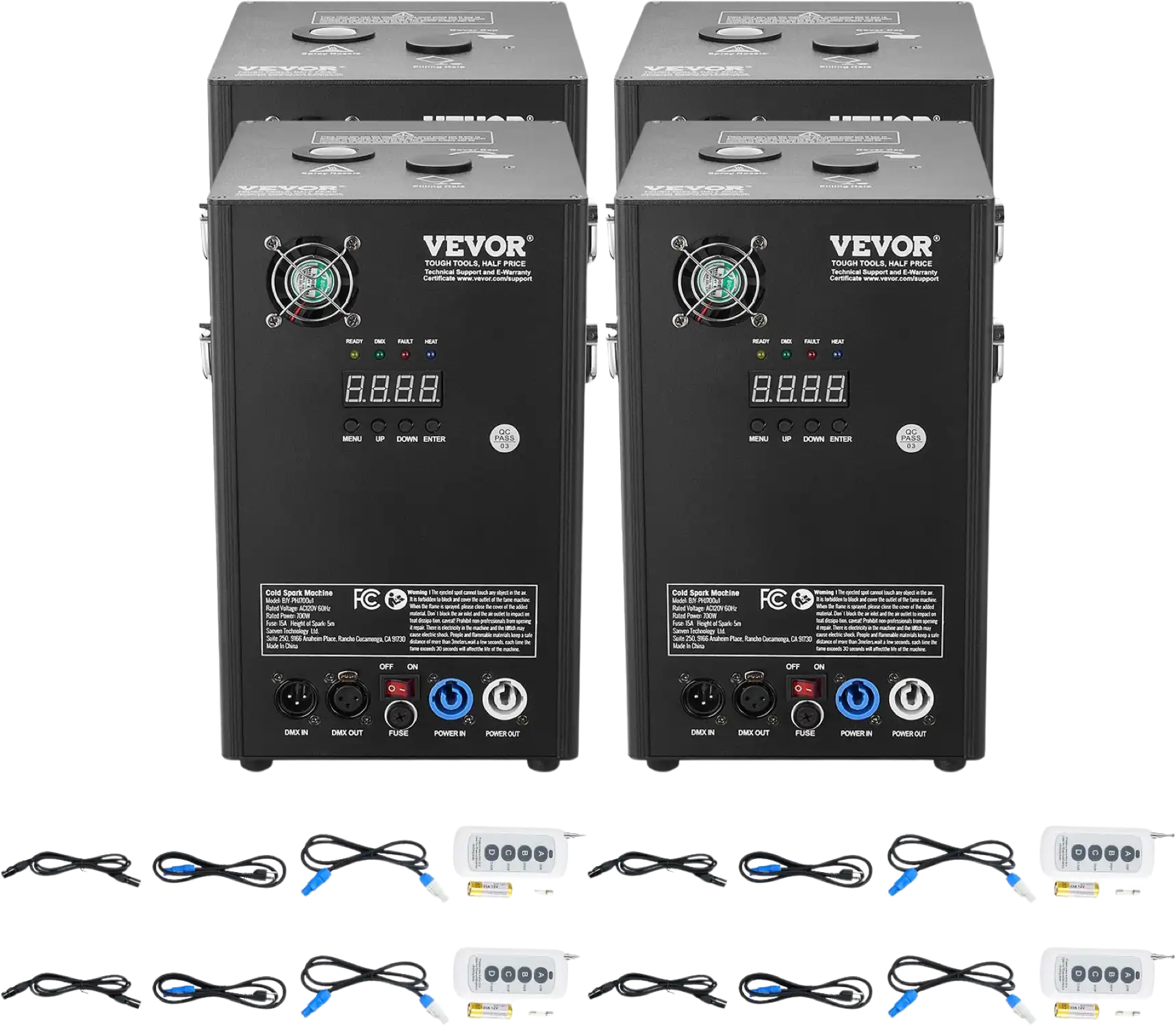 Vevor Cold Spark Machine 700W 6.5' to 16.4' Special Effects Fireworks for Events 4 Units New