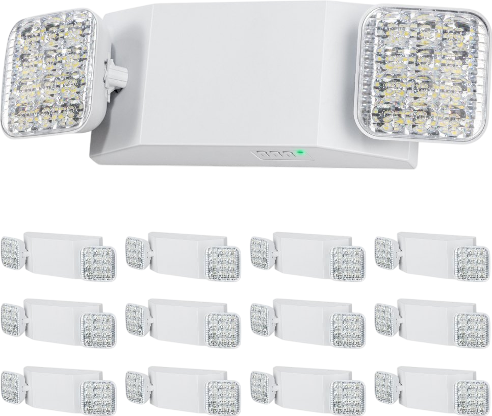 Vevor Emergency Light Fixture 12 PCS 3W Dual-Head LED 180-Minute Backup Battery Adjustable Angle New