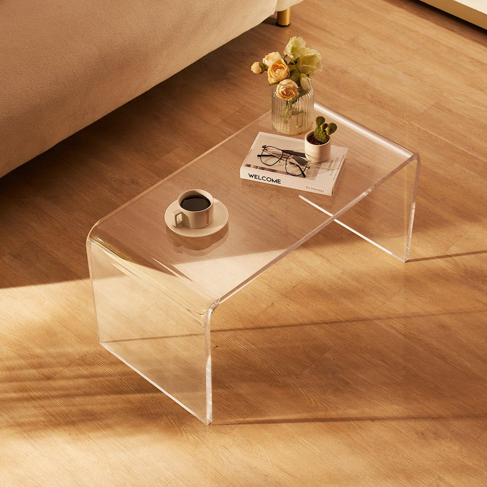 Vevor Acrylic Coffee Table 32" x 15.8" x 16.3" Clear U-Shaped Side Table New