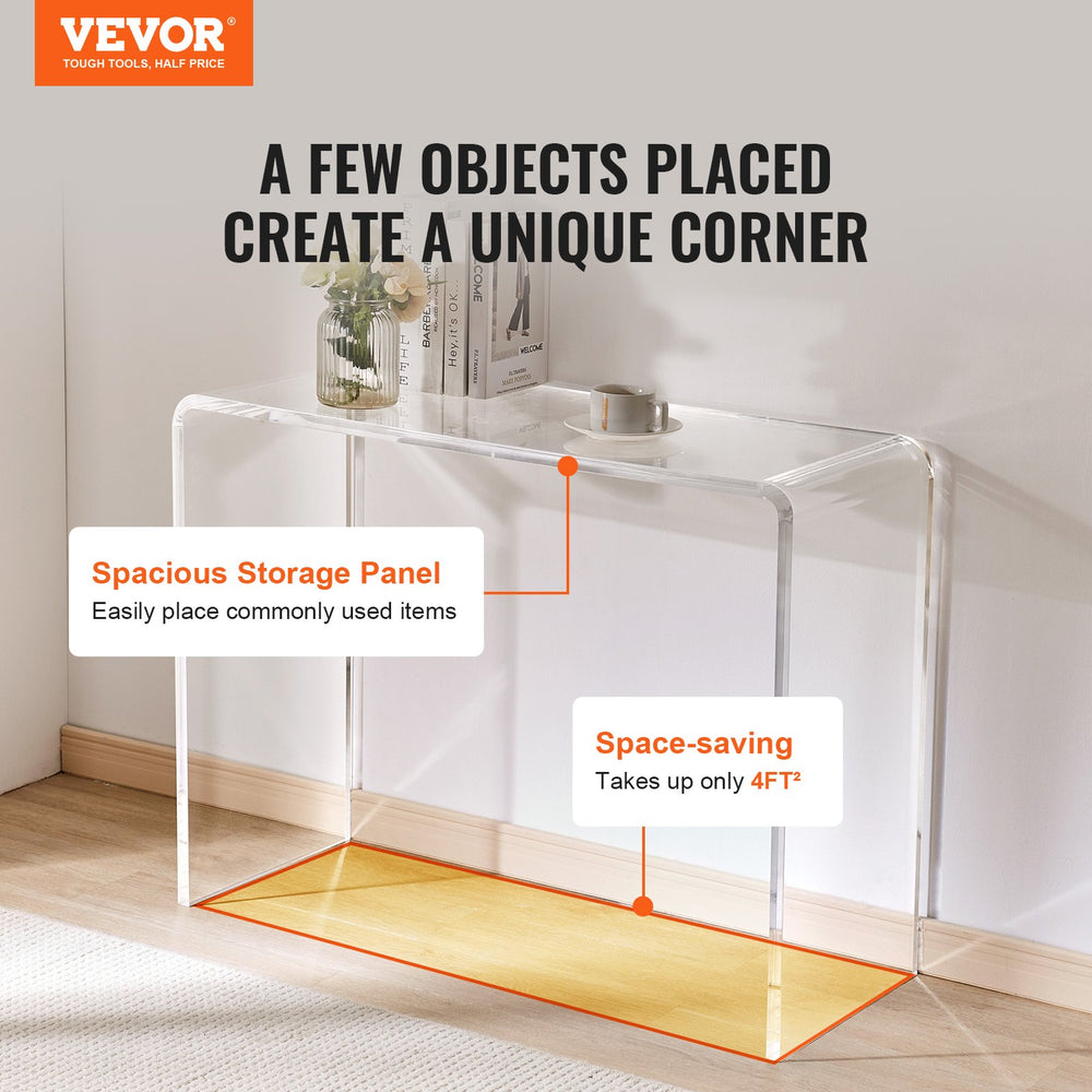 Vevor Acrylic Console Table 38" x 15" x 29" Clear U-Shaped Side Table New