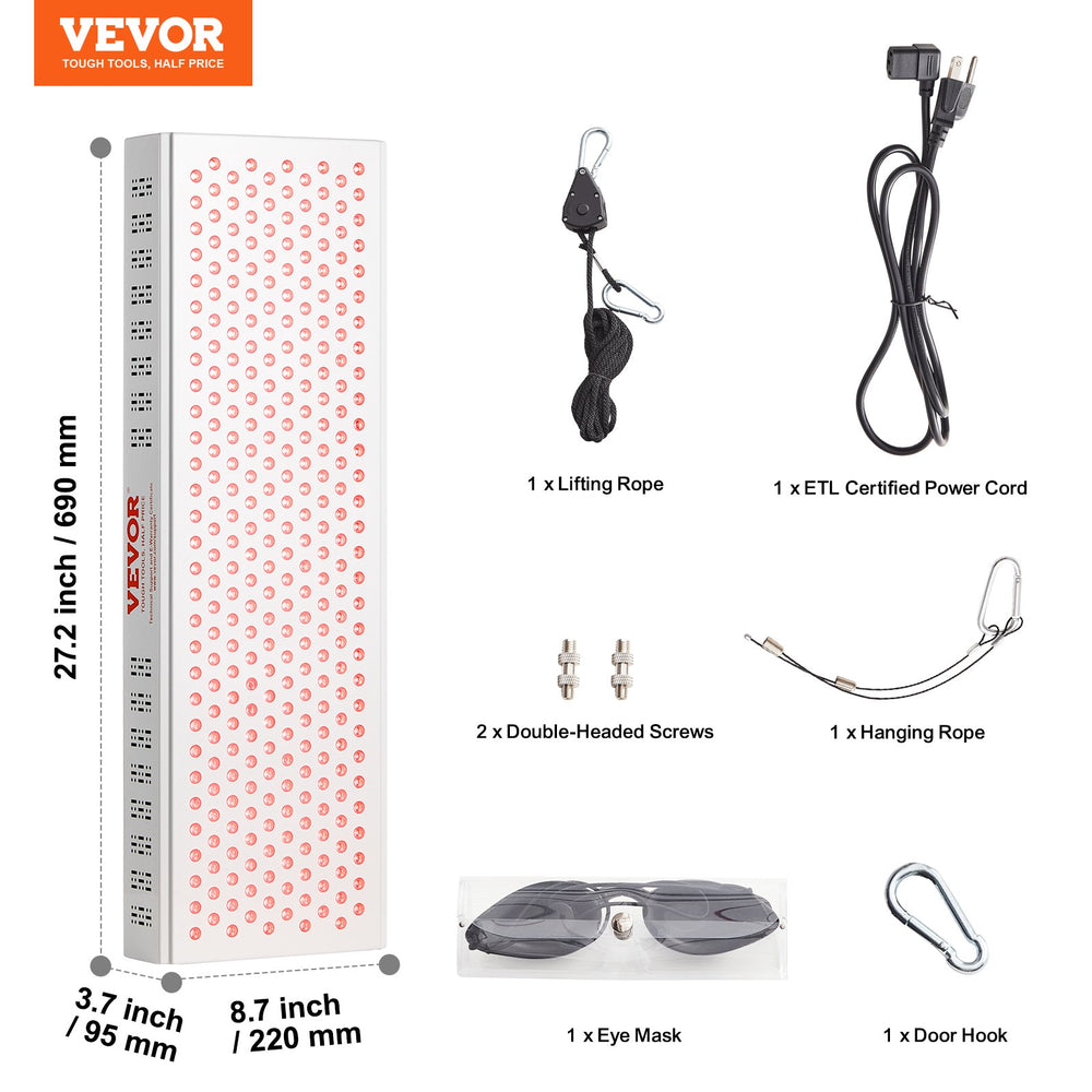 Vevor Red Light Therapy 300 Dual-Chip LEDs 10Hz/40Hz Pulse 660nm Red and 850nm Near Infrared New