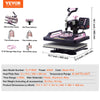 Vevor Heat Press 8-in- 1 Machine 12" x 15" with 30oz Tumbler Press Black/Pink New