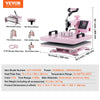 Vevor Heat Press 8-in-1 Machine 15" x 15" with 30oz Tumbler Press Pink New