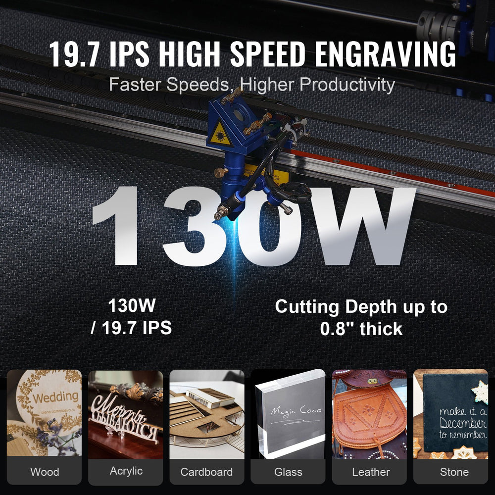 Vevor CO2 Laser Engraver 35" x 55" 130W 19.7 IPS Cutter Machine with 2-Way Pass Air Assist New