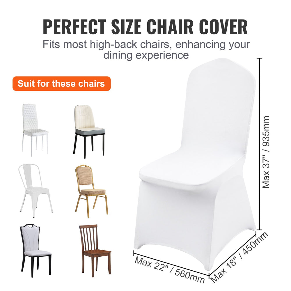 Vevor Chair Cover Universal Fitted 200 pcs Protective Slipcover Stretch Washable White New