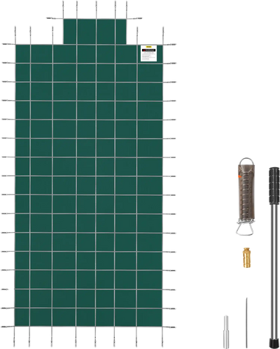 Vevor Pool Safety Cover Fits 16' x 32' Inground Pool Green Mesh Cover with 4' x 8' Center Step New