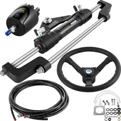 Vevor Hydraulic Outboard Steering Kit 300HP Helm Pump and 16' Hose for Single Engine Boat New
