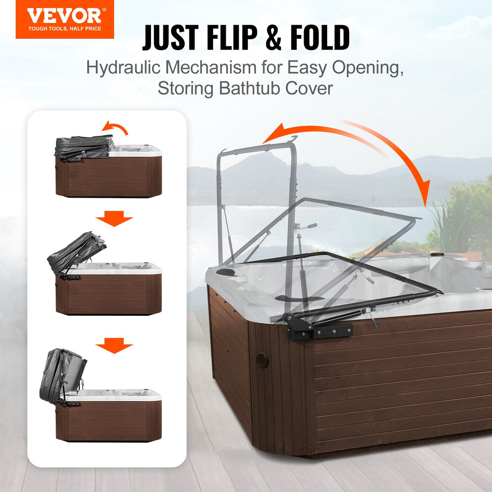 Vevor Hot Tub Cover Lift Hydraulic System Adjustable 74.8"-98.4" Length Easy Installation New