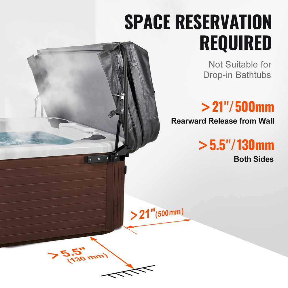 Vevor Hot Tub Cover Lift Hydraulic System Adjustable 74.8"-98.4" Length Easy Installation New