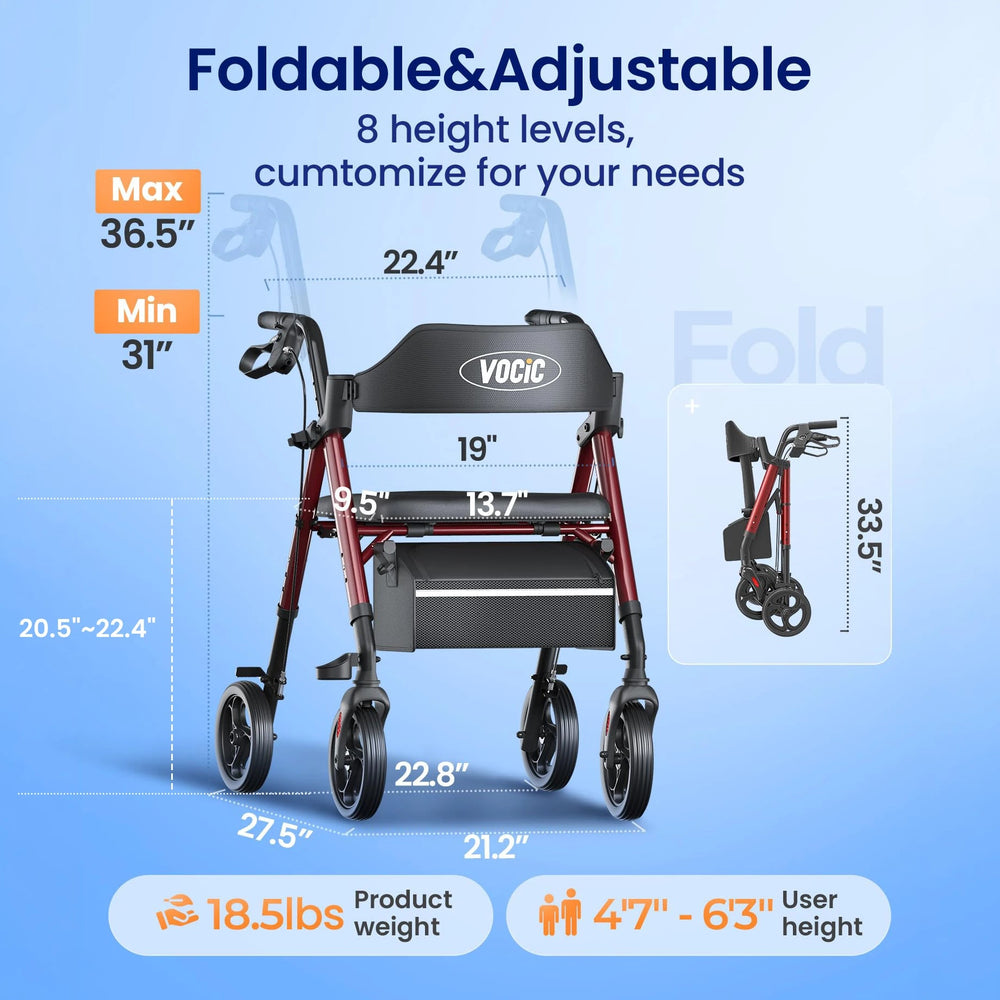 VOCIC Z21 Lightweight Rollator Walker