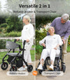 Vocic Z51 2-in-1 Rollator and Transport Chair Lightweight Foldable Everyday Mobility 300 Lb Capacity New