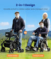 Vocic Z55 2-in-1 Rollator and Transport Chair Heavy-Duty All-Terrain No-Bend Footrest 300 Lb Capacity New
