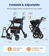 Vocic Z55 2-in-1 Rollator and Transport Chair Heavy-Duty All-Terrain No-Bend Footrest 300 Lb Capacity New