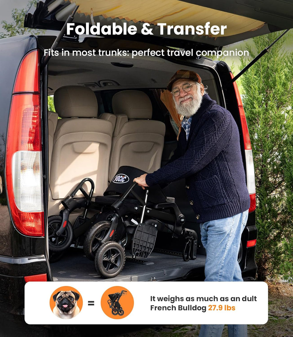 Vocic Z55 2-in-1 Rollator and Transport Chair Heavy-Duty All-Terrain No-Bend Footrest 300 Lb Capacity New