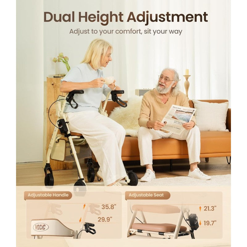 Vocic Z63 Rollator Walker with 3-Level Adjustable Damping Foldable New