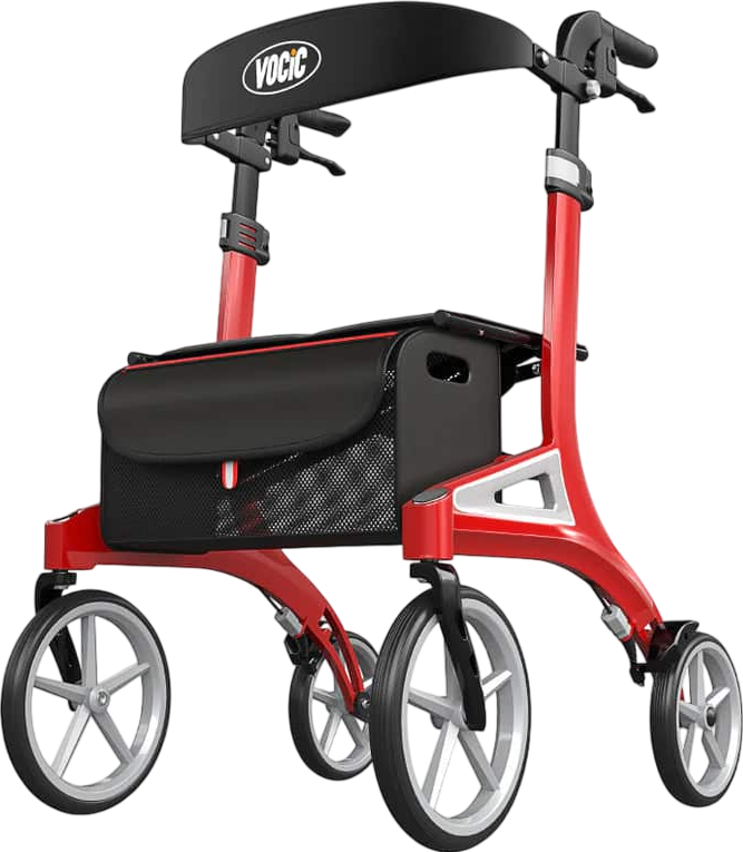 Vocic Z71 Rollator Walker Lightweight Foldable Adjustable Backrest 240 Lb Capacity New