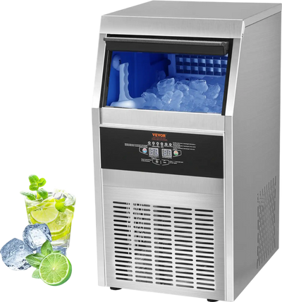 Vevor Commercial Ice Maker 90 Lbs/24H with 24 Lbs Storage 45 Cubes 110V Auto Cleaning New