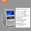 Vevor Commercial Ice Maker 90 Lbs/24H with 24 Lbs Storage 45 Cubes 110V Auto Cleaning New