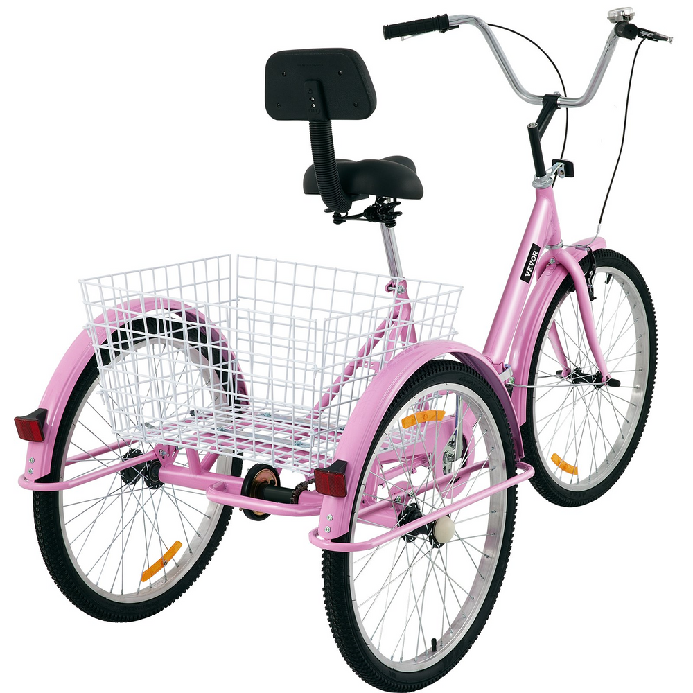 Vevor Adult Tricycle 24" Wheels 1 Speed Foldable With Basket New