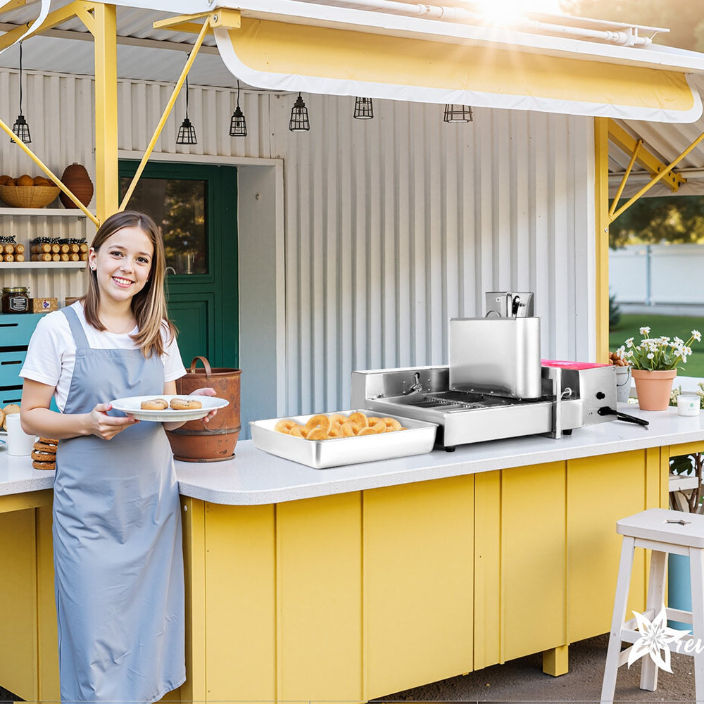 Vevor Commercial Donut Maker Automatic 360 PCS/Hr 6-Row Stainless Steel with 1.2 Gal Hopper New