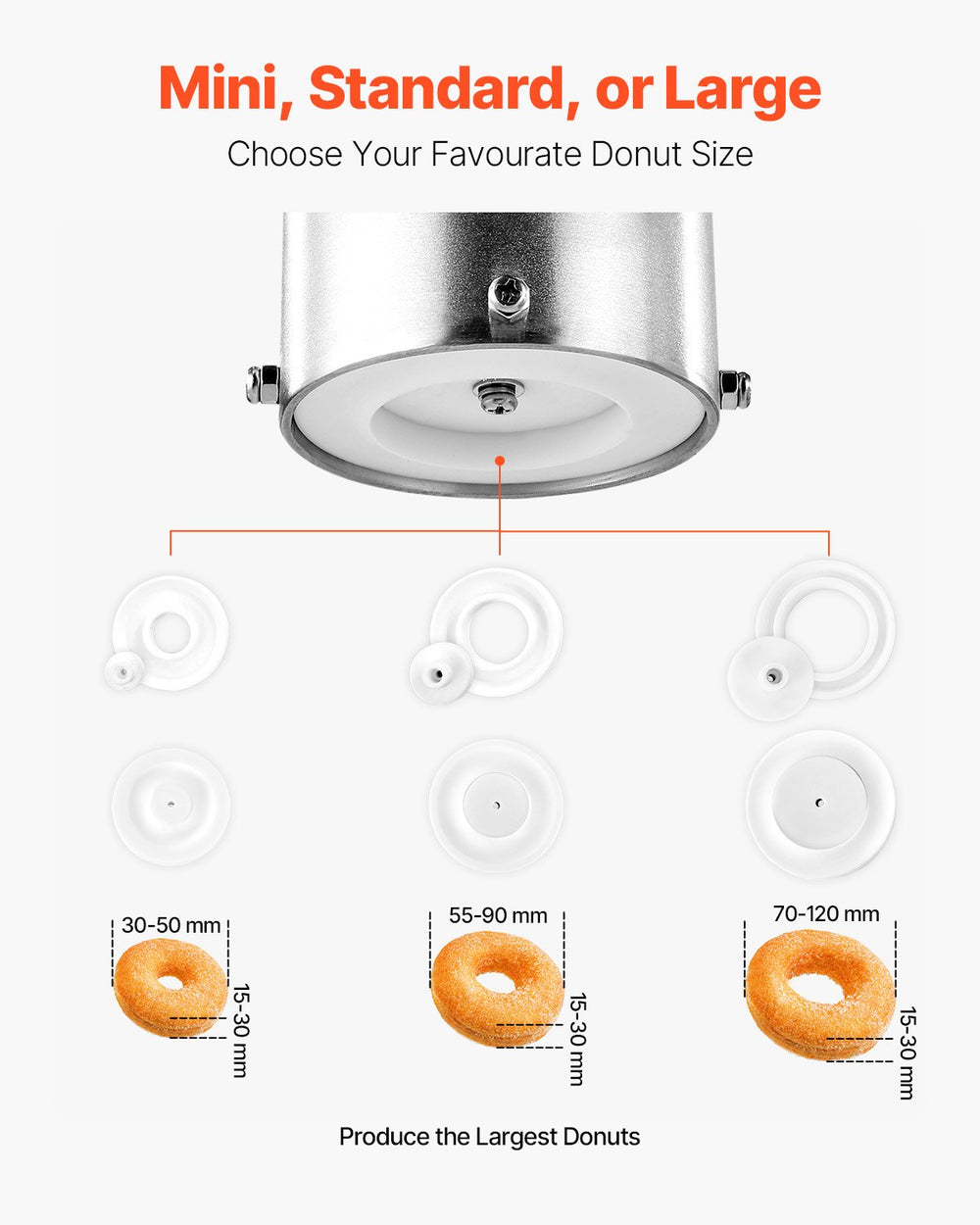 Vevor Commercial Donut Maker Automatic 90 PCS/Hr Single Row Stainless Steel 1.5 Gal Hopper New