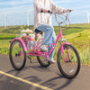 Vevor Adult Tricycle 26" 1-Speed Folding Carbon Steel Cruiser with Large Basket and Adjustable Seat New