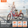 Vevor Adult Tricycle 24" 1-Speed Folding Carbon Steel Cruiser with Large Basket and Adjustable Seat New