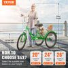 Vevor Adult Tricycle 20" 1-Speed Folding Carbon Steel Cruiser with Large Basket and Adjustable Seat New