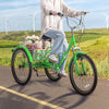 Vevor Adult Tricycle 24" 1-Speed Folding Carbon Steel Cruiser with Large Basket and Adjustable Seat New