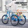 Vevor Adult Tricycle 24" 7-Speed Folding Carbon Steel Cruiser with Large Basket and Adjustable Seat New