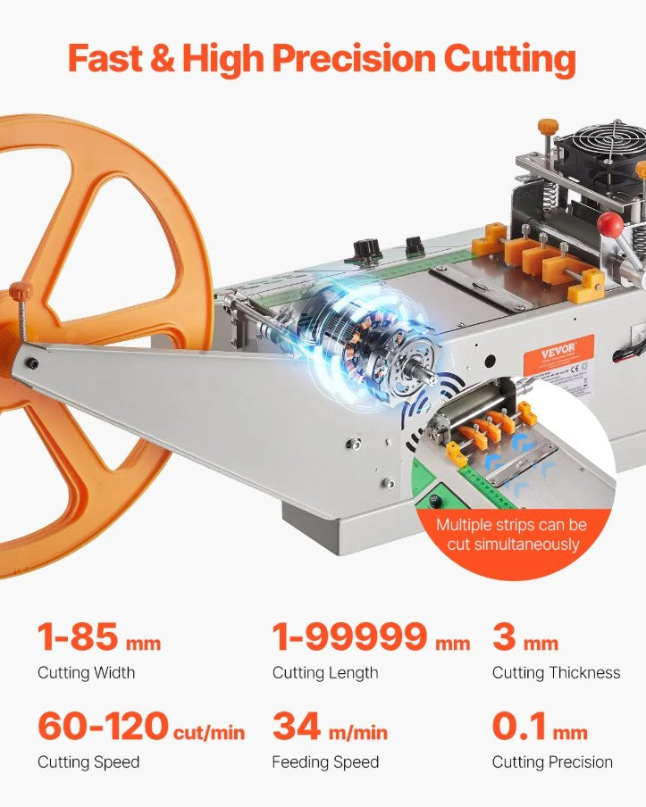 Vevor Automatic Webbing and Ribbon Cutting Machine Hot and Cold 60-120 Cut/Min New