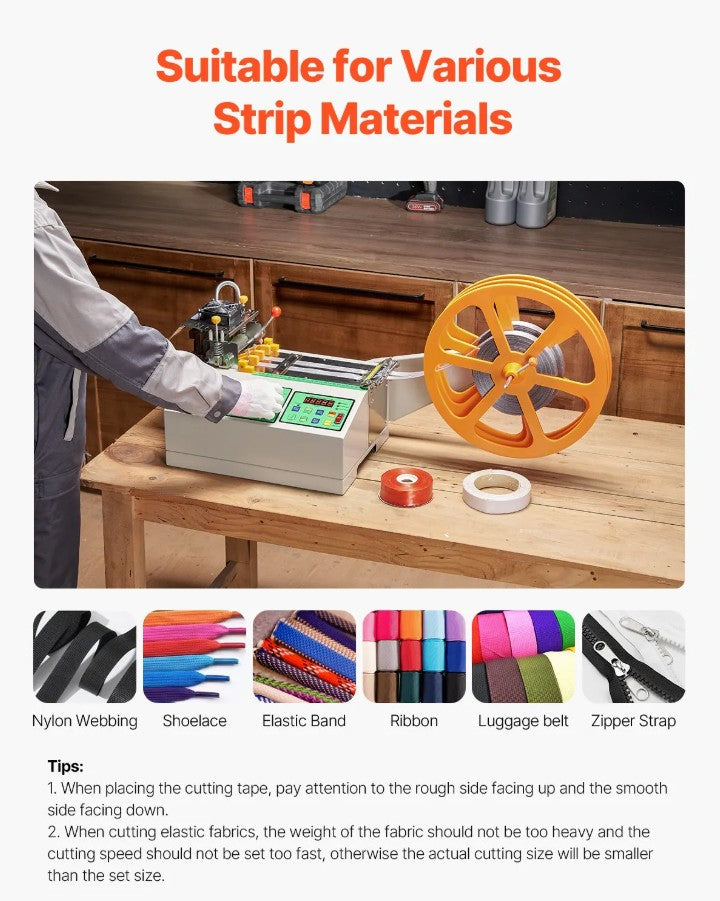 Vevor Automatic Webbing and Ribbon Cutting Machine Hot and Cold 60-120 Cut/Min New