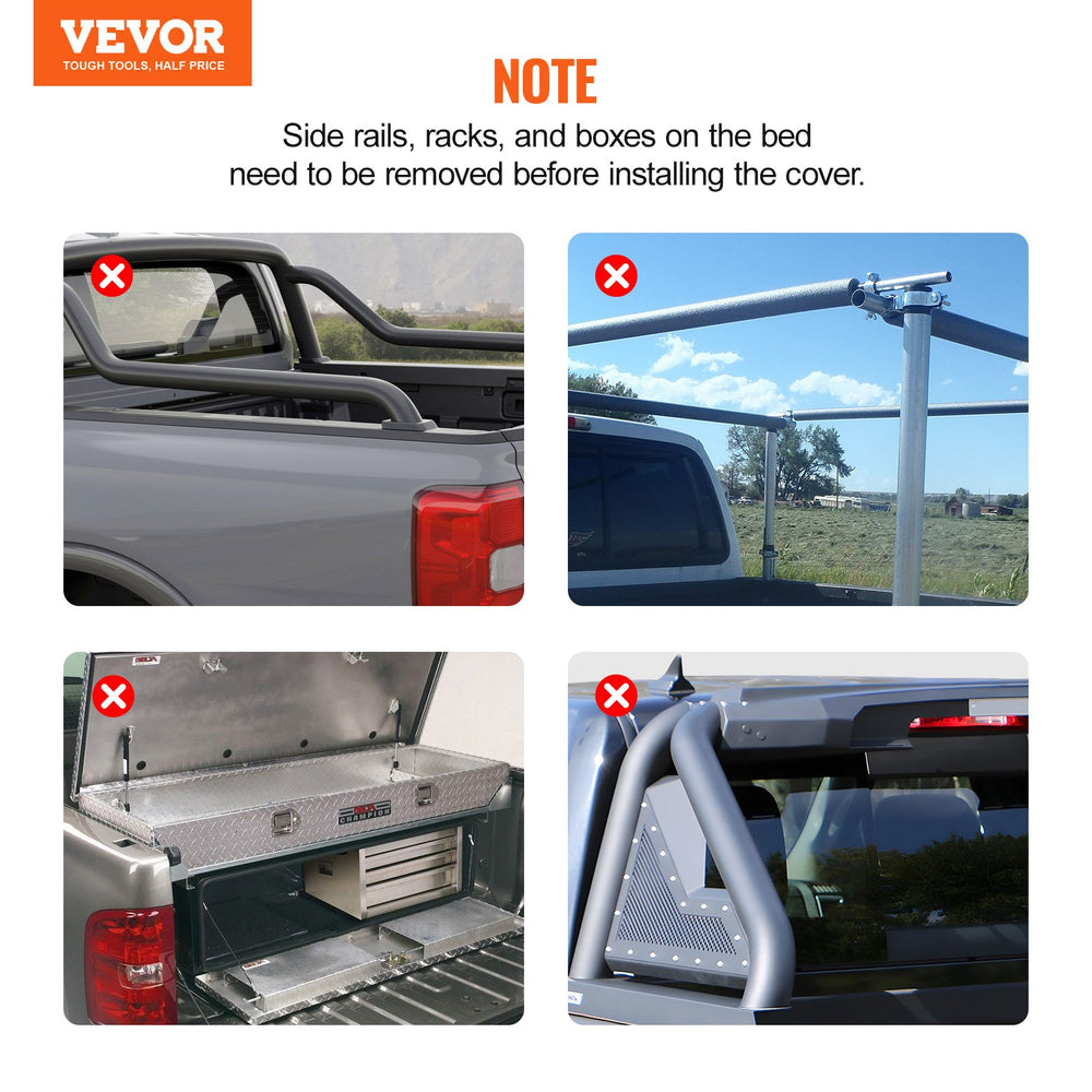 Vevor Tonneau Cover Tri-Fold for 5.5' Truck Bed 2014-2024 Toyota Tundra Aluminum Panel Anti-Loose Clamps New