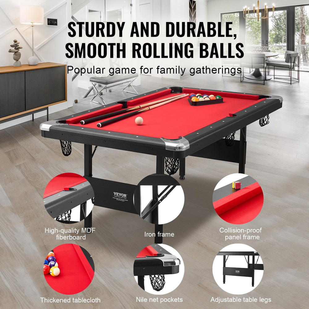 Vevor Billiards Table 6.3' Foldable Pool Table Set Includes Balls and Cues New