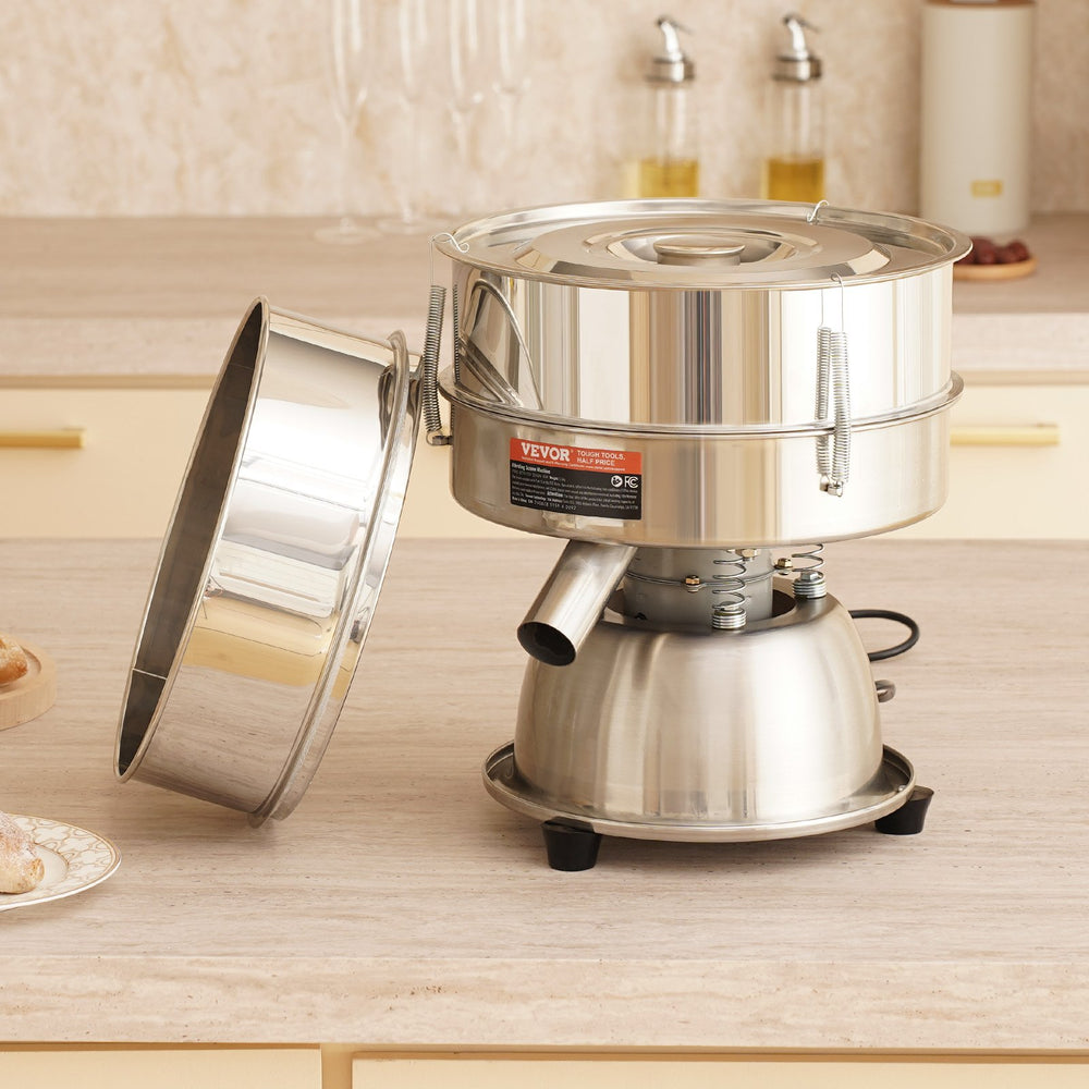 Vevor Sieve Machine Electric Vibrating Sifter 45W Automatic 10+60 Mesh Stainless Steel for Powders and Liquids New