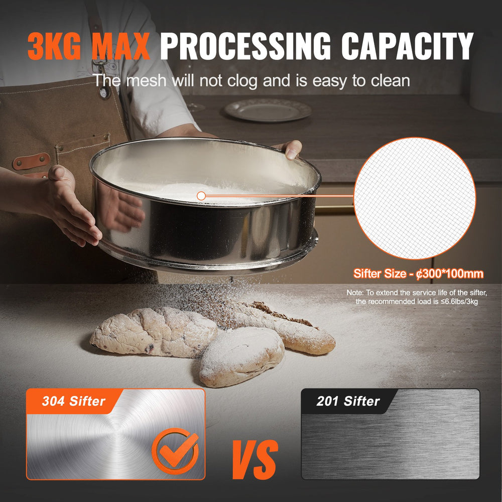 Vevor Sieve Machine Electric Vibrating Sifter 45W Automatic 10+60 Mesh Stainless Steel for Powders and Liquids New