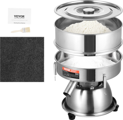 Vevor Sieve Machine Electric Vibrating Sifter 45W Automatic 40+60 Mesh Stainless Steel for Powders and Liquids New