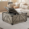 Vevor Farmhouse Coffee Table 36" Square with Hinged Dual Flip-Top and Hidden Storage New