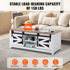 Vevor Farmhouse Coffee Table 48" 2-Tier Rustic Wood with Sliding Barn Doors and Removable Shelves New