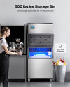 Vevor Commercial Ice Maker 800 Lbs/24 Hrs Stainless Steel 500 Lbs Storage Bin Auto Self-Cleaning New