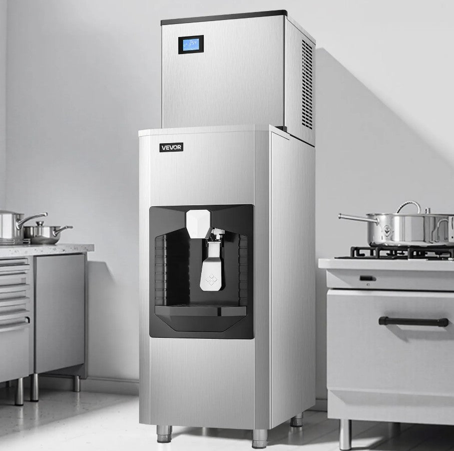 Vevor Commercial Ice Maker 300 Lbs/Day 180 Lbs Storage Bin Self-Cleaning New