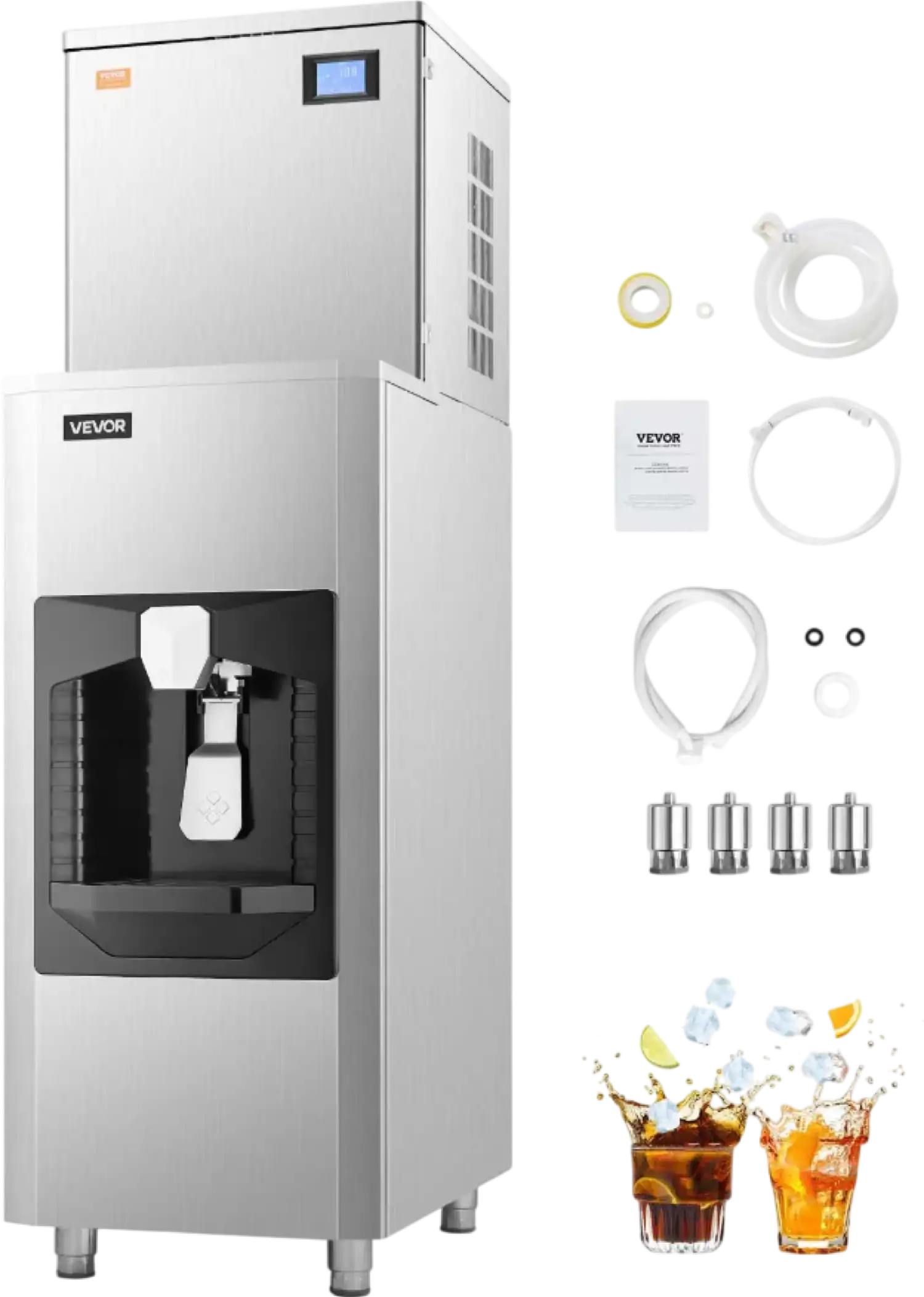 Vevor Commercial Ice Maker 440 Lbs/Day with 180 Lbs Bin and Auto Dispenser New