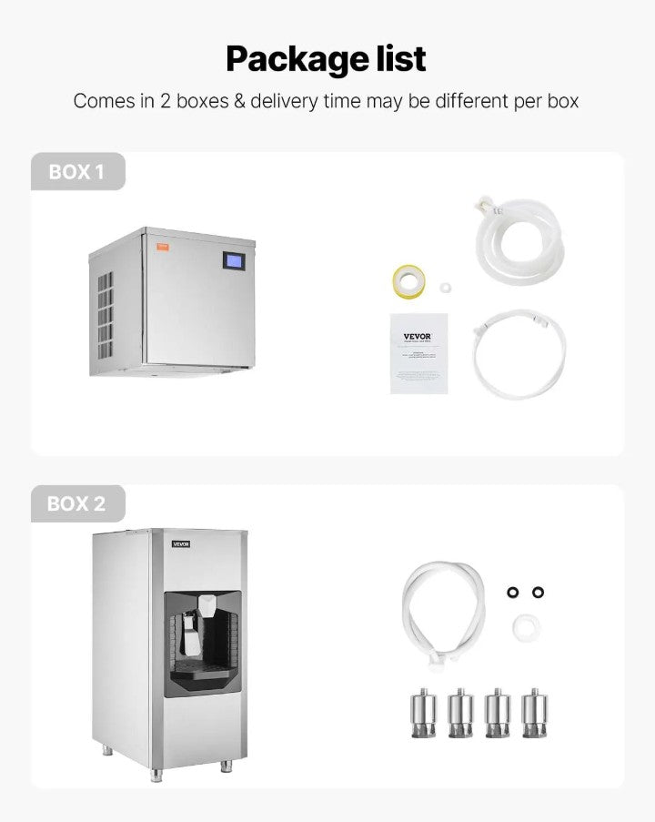 Vevor Commercial Ice Maker 440 Lbs/Day with 180 Lbs Bin and Auto Dispenser New