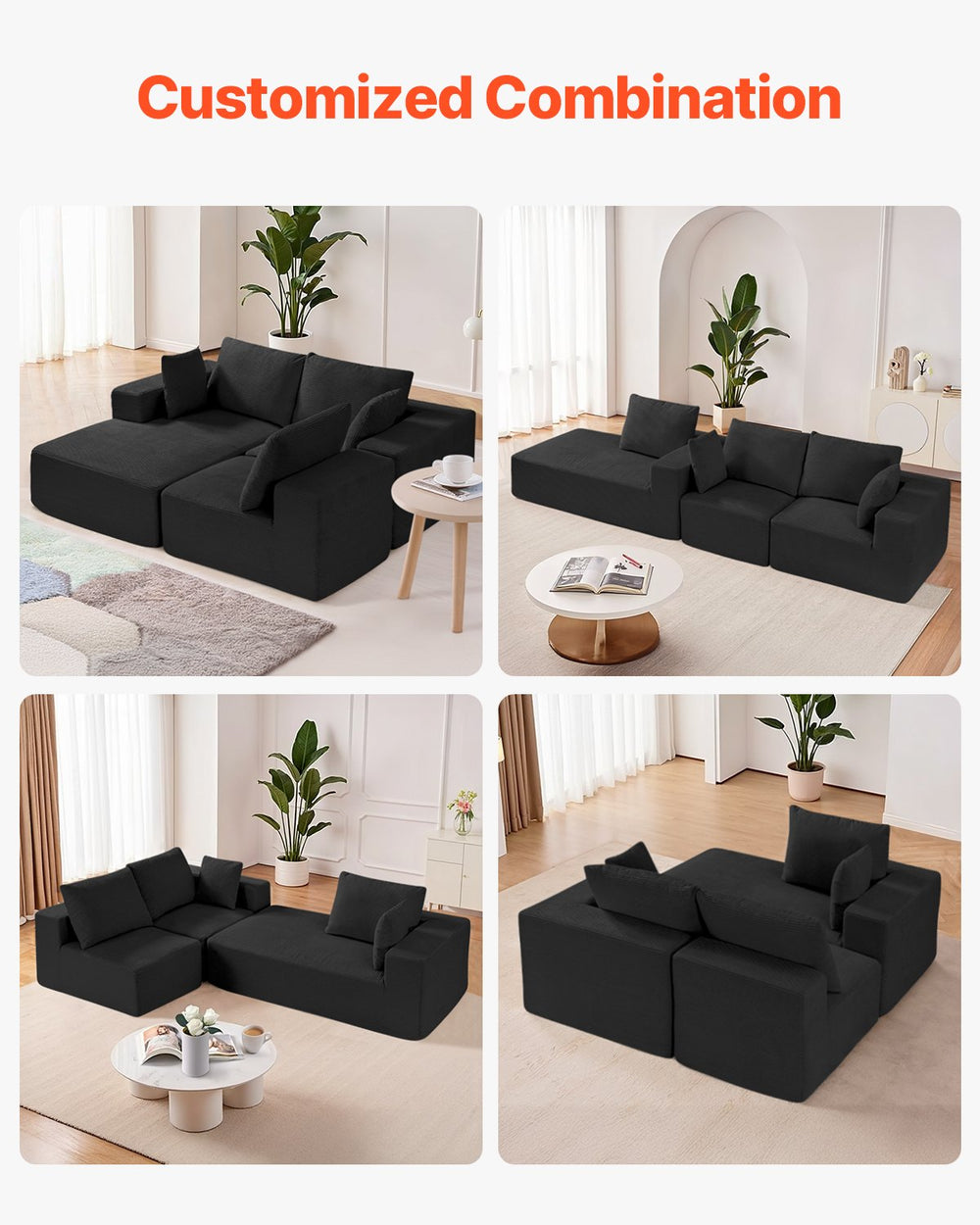Vevor Modular Sectional Sofa L-Shaped with High Rebound Foam and 1200 Lbs Capacity New