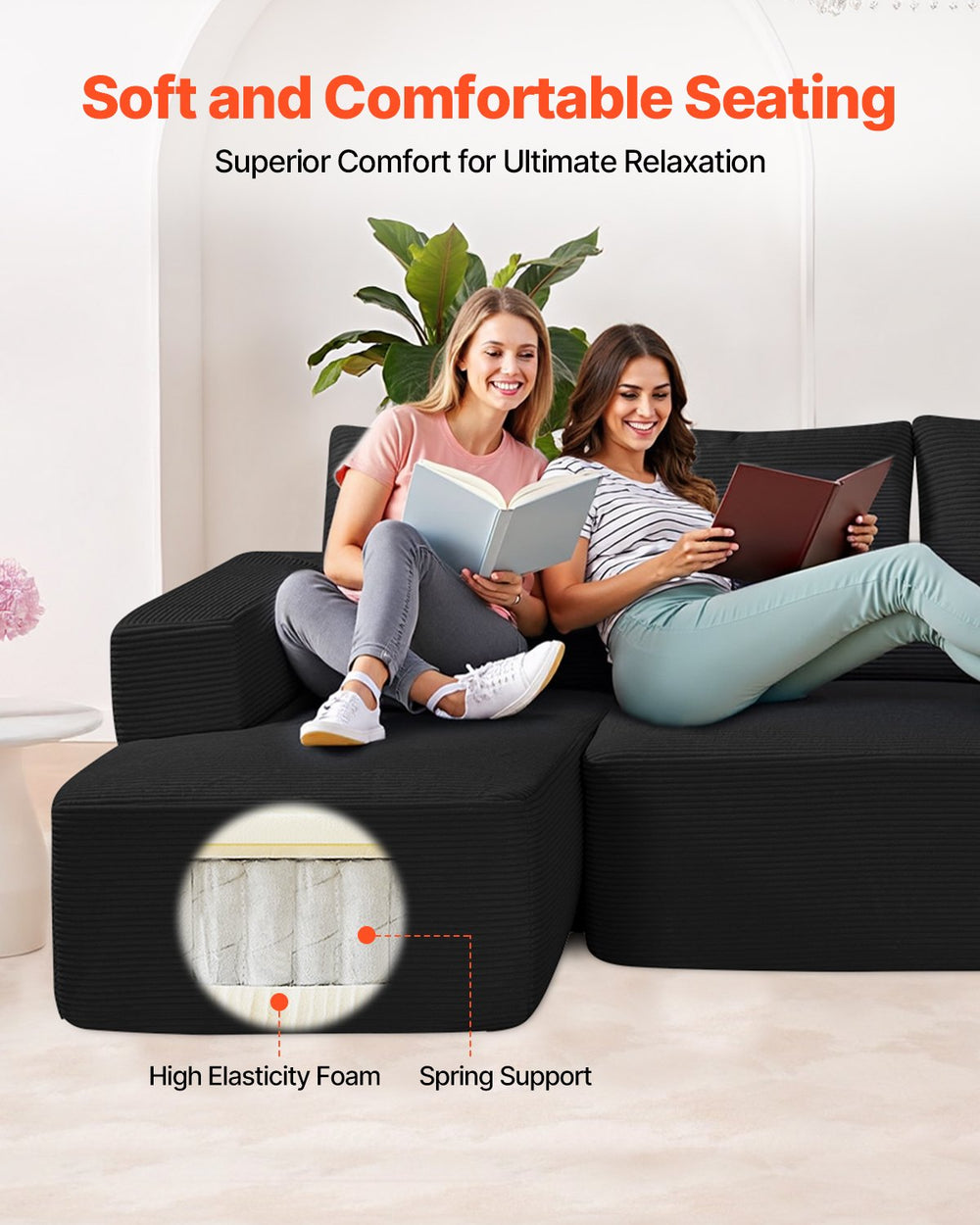 Vevor Modular Sectional Sofa U-Shaped with High Rebound Foam and 1200 Lbs Capacity New