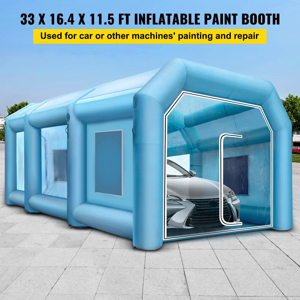 Vevor Inflatable Paint Booth 33" x 16.4" x 11.5" Spray Tent 1100W 370W Blowers Air Filter System New